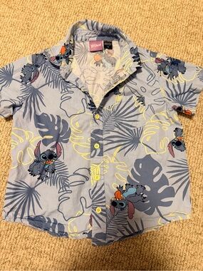 Disney Light Blue Lilo & Stitch Short Sleeve Button Down Shirt